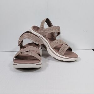 10400 Skechers Sparkling Taupe Go Walk Arch Fit 2.0 Sandals 9